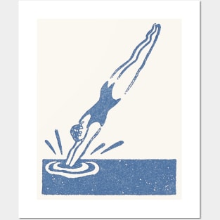 Faded Vintage Swimming/Diving Design Posters and Art